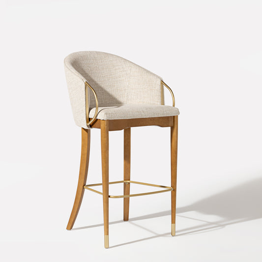 Silla Cristal Respaldo Madera Canela y Asiento Tapizado Tela 94