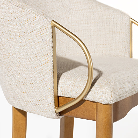 Silla Cristal Respaldo Madera Canela y Asiento Tapizado Tela 94