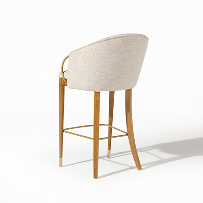 Silla Cristal Respaldo Madera Canela y Asiento Tapizado Tela 94