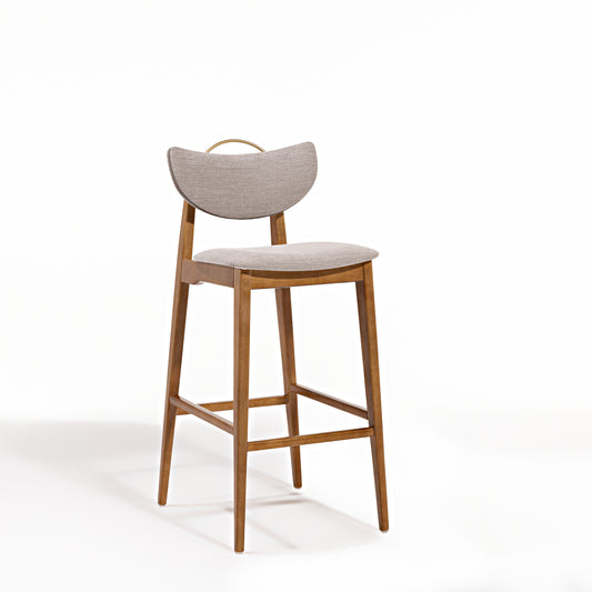 Silla Cristal Respaldo Madera Canela y Asiento Tapizado Tela 94