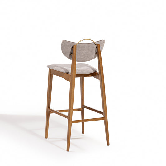 Silla Cristal Respaldo Madera Canela y Asiento Tapizado Tela 94