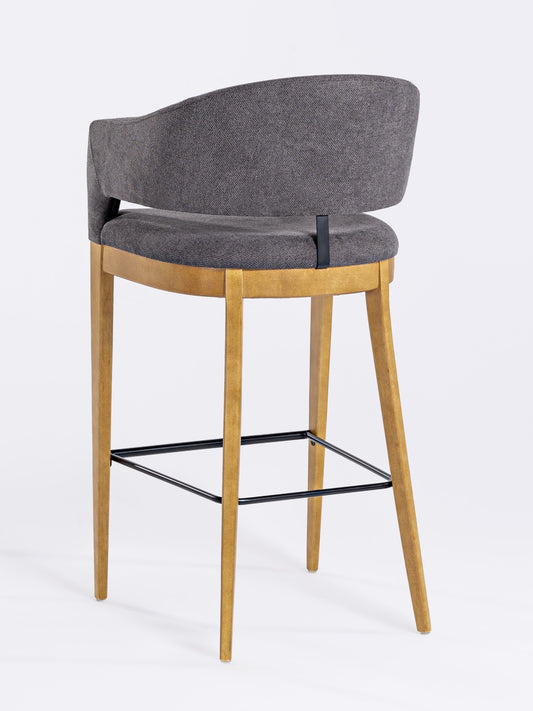 Silla Cristal Respaldo Madera Canela y Asiento Tapizado Tela 94