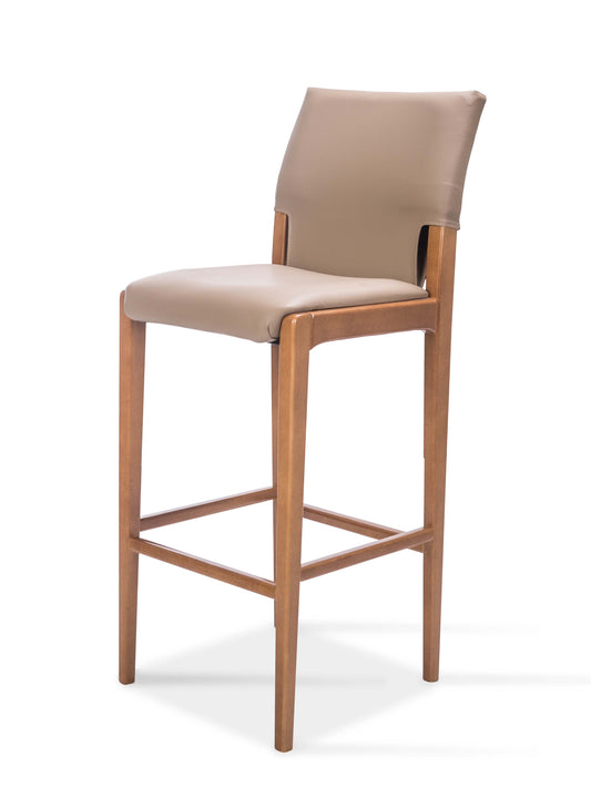 Silla Cristal Respaldo Madera Canela y Asiento Tapizado Tela 94