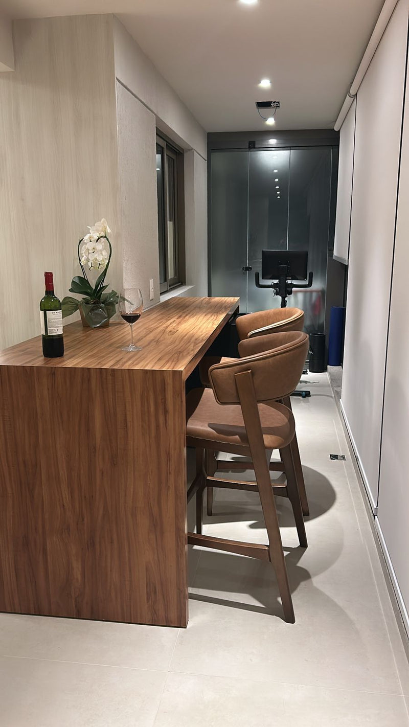 Banqueta Dior Madeira Assento Estofado Tecido Bucle Cesare 055A