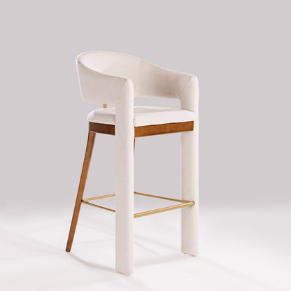 Glass Chair Cinnamon Wood Upholstered Fabric Backrest and Seat 94