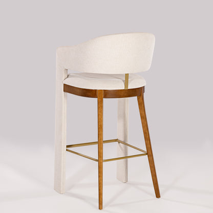 Glass Chair Cinnamon Wood Upholstered Fabric Backrest and Seat 94