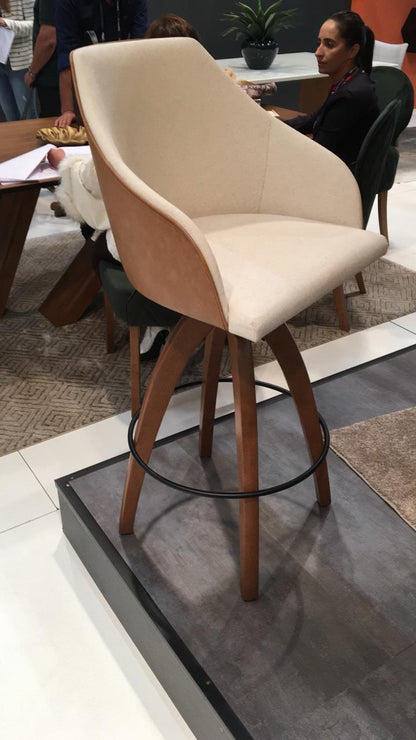 Glass Chair Cinnamon Wood Upholstered Fabric Backrest and Seat 94