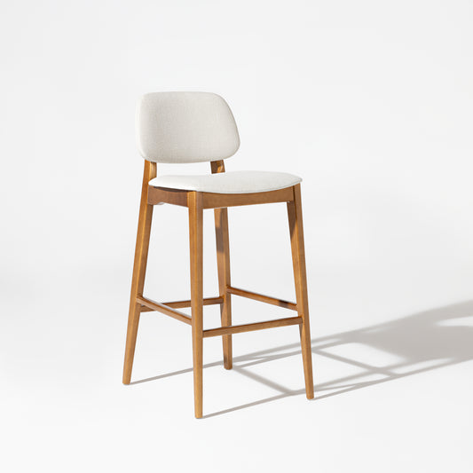 Silla Cristal Respaldo Madera Canela y Asiento Tapizado Tela 94