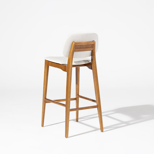 Silla Cristal Respaldo Madera Canela y Asiento Tapizado Tela 94