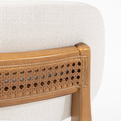 Silla Cristal Respaldo Madera Canela y Asiento Tapizado Tela 94