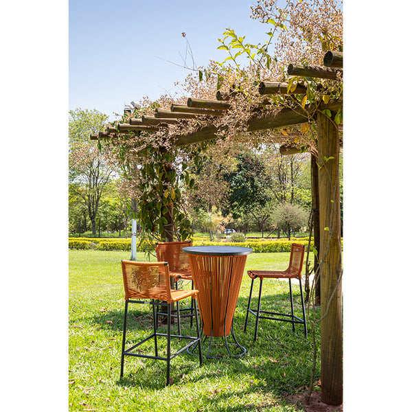 Ambiente 3 com Mesa Bistro Italy Aluminio Negro con Cuerda Náutica Ocre
