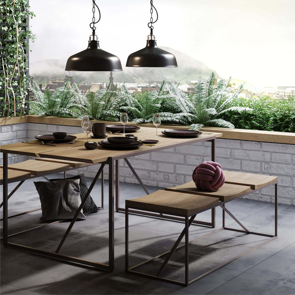 Ambiente 1 com Banco Lumber 3 Lugares 150x40cm Ferro e Madeira