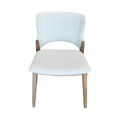 Maisa Wooden Chair with Light Gray Linen Upholstery