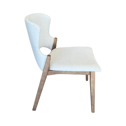 Maisa Wooden Chair with Light Gray Linen Upholstery