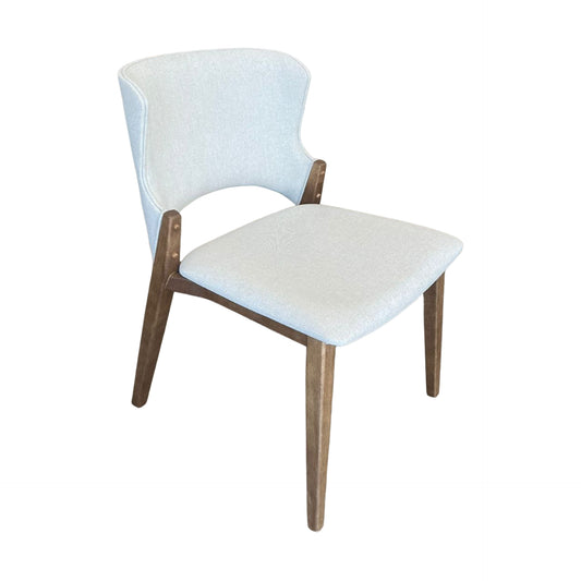 Maisa Wooden Chair with Light Gray Linen Upholstery