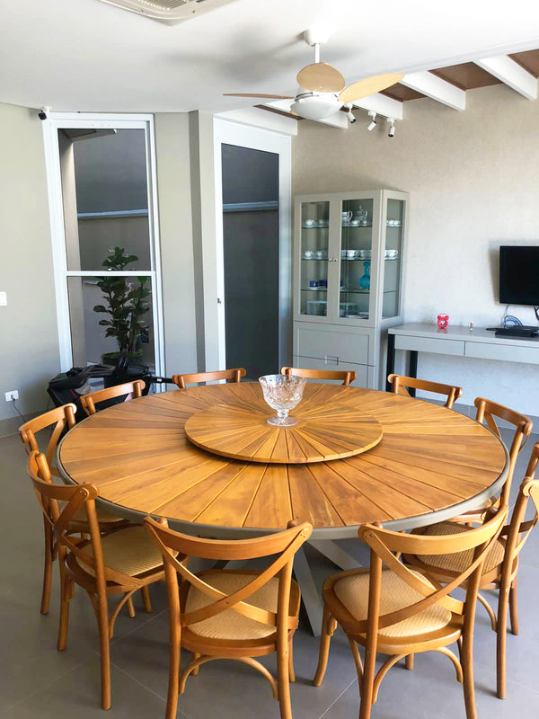 Ambiente 1 com 180cm Naples Round Dining Table Top Solid Wood