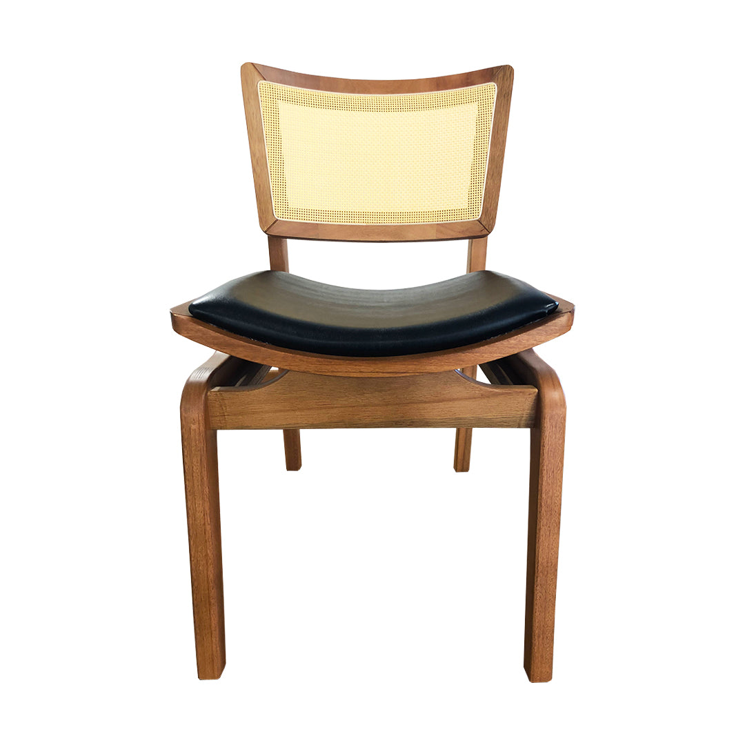 Silla Verónica Respaldo de Madera Cerrada Lona Asiento Tapizado Corino Negro