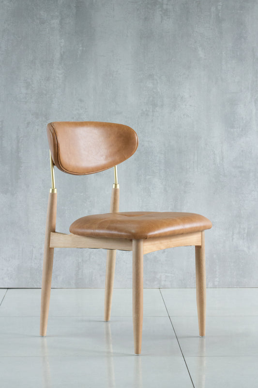 Adara Chair Natural Wood Black Metal Upholstered Fabric Seat BR6000