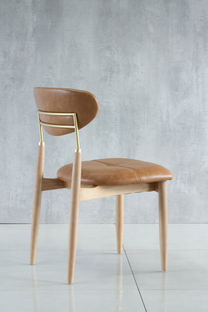 Cadeira Adara Madeira 30 Metal Dourado Assento e Encosto Estofado Tecido AA9011