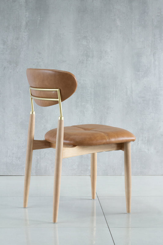 Adara Chair Natural Wood Black Metal Upholstered Fabric Seat BR6000