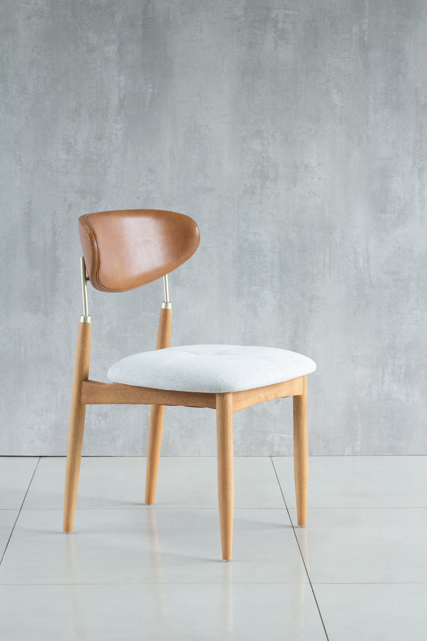 Adara Chair Natural Wood Black Metal Upholstered Fabric Seat BR6000