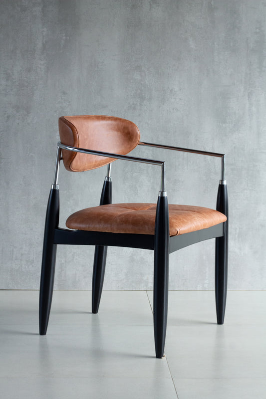 Adara Chair with Matte Black Wood Armrests and Black Metal Upholstered Fabric Seat BR6000