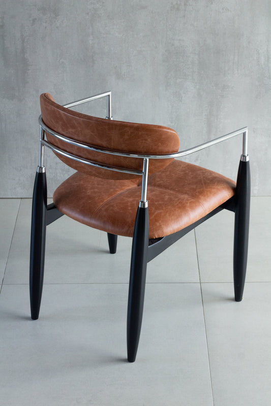 Adara Chair with Matte Black Wood Armrests and Black Metal Upholstered Fabric Seat BR6000
