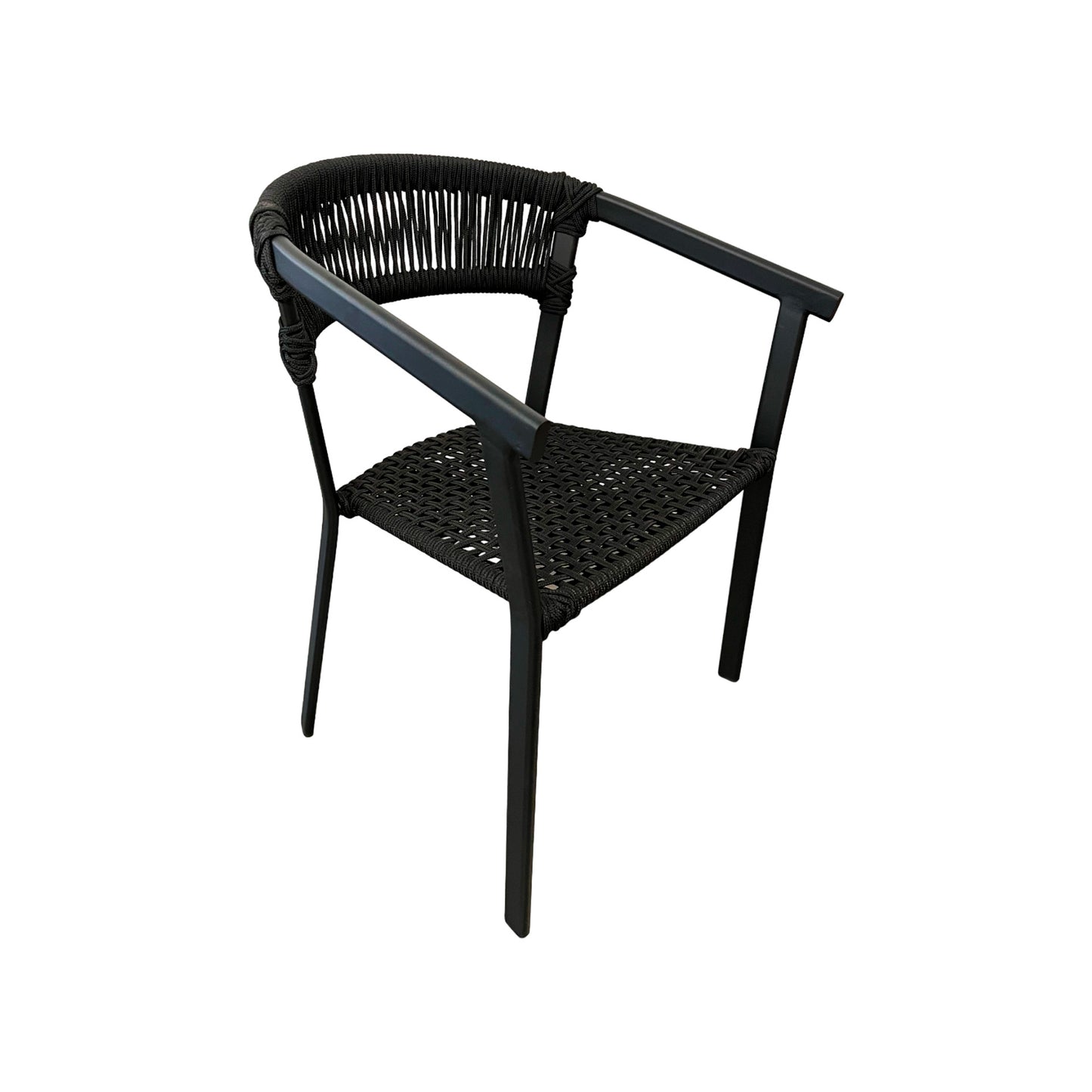 Black Aluminum Chair with Black Nautical Rope