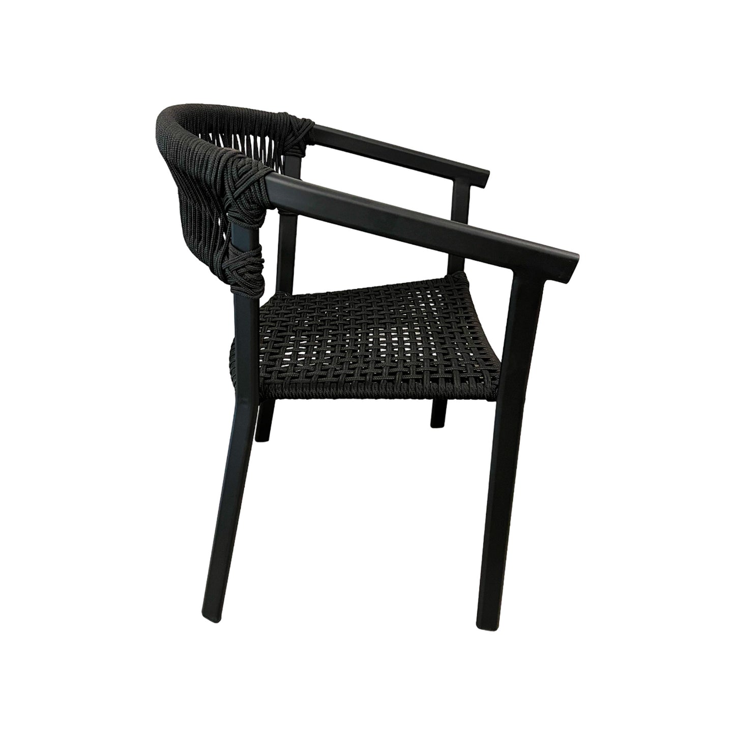 Black Aluminum Chair with Black Nautical Rope