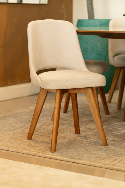 Cadeira Aurora Madeira Maciça Assento Multilaminado Estofado