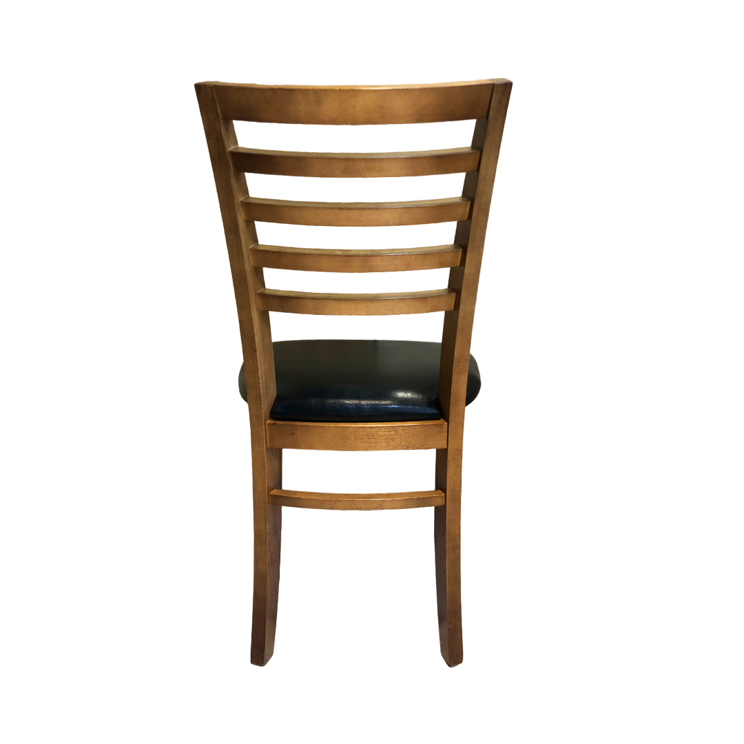 Cadeira Austria Madeira Cor Pinhão Assento Estofado PU Preto