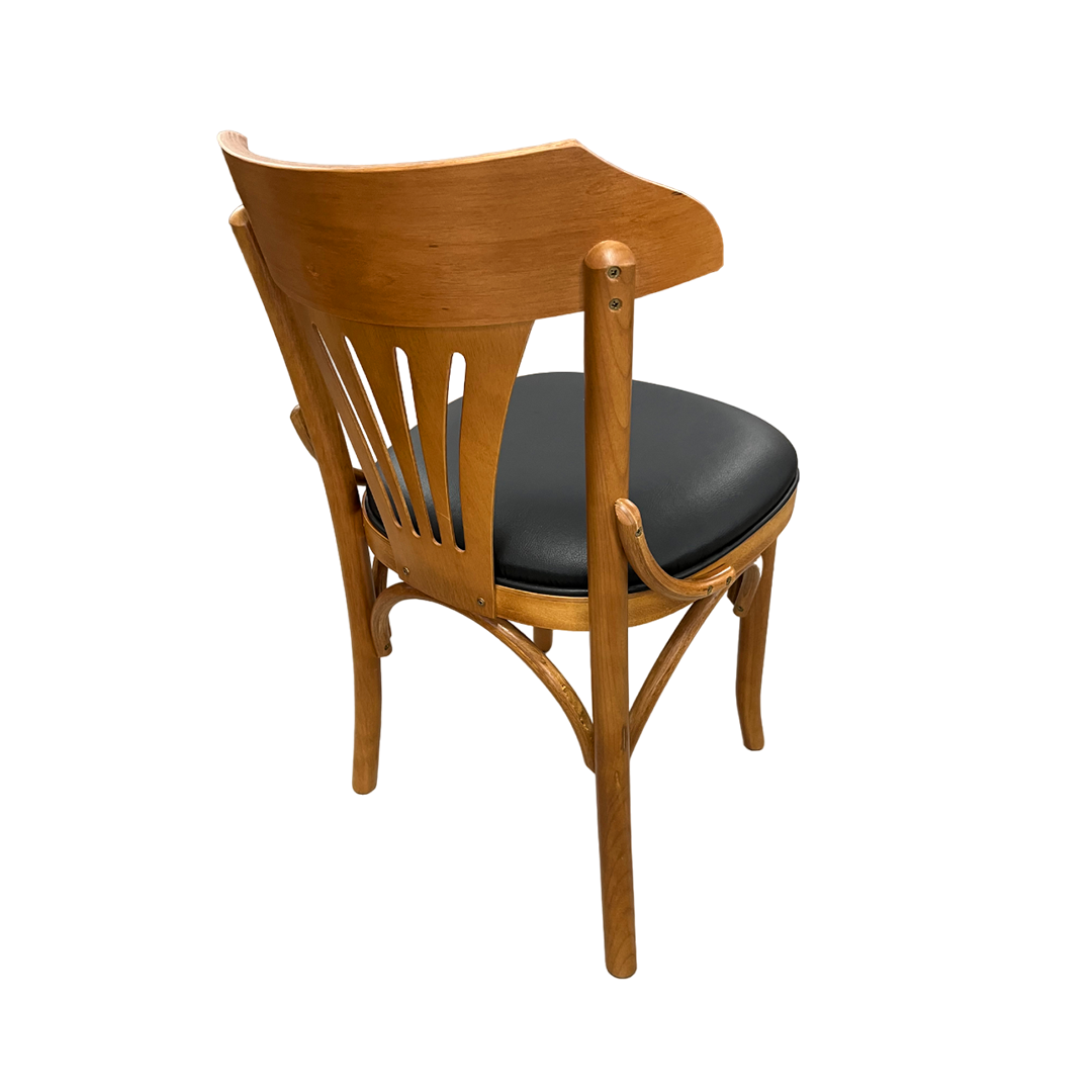 Silla Visconde Color Madera de Pino Asiento tapizado PU Negro