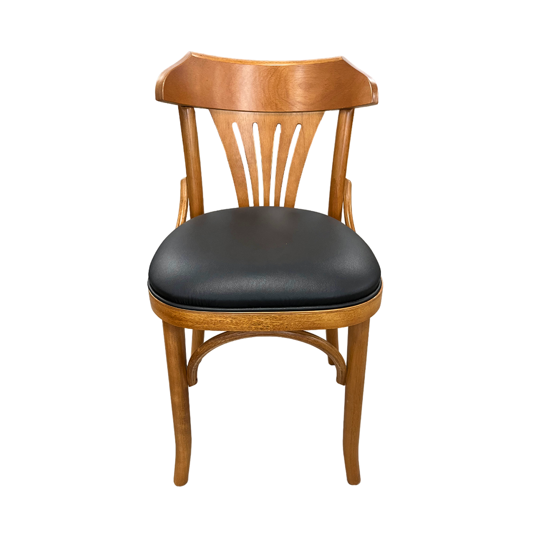 Cadeira Visconde Madeira Cor Pinhão Assento Estofado PU Preto