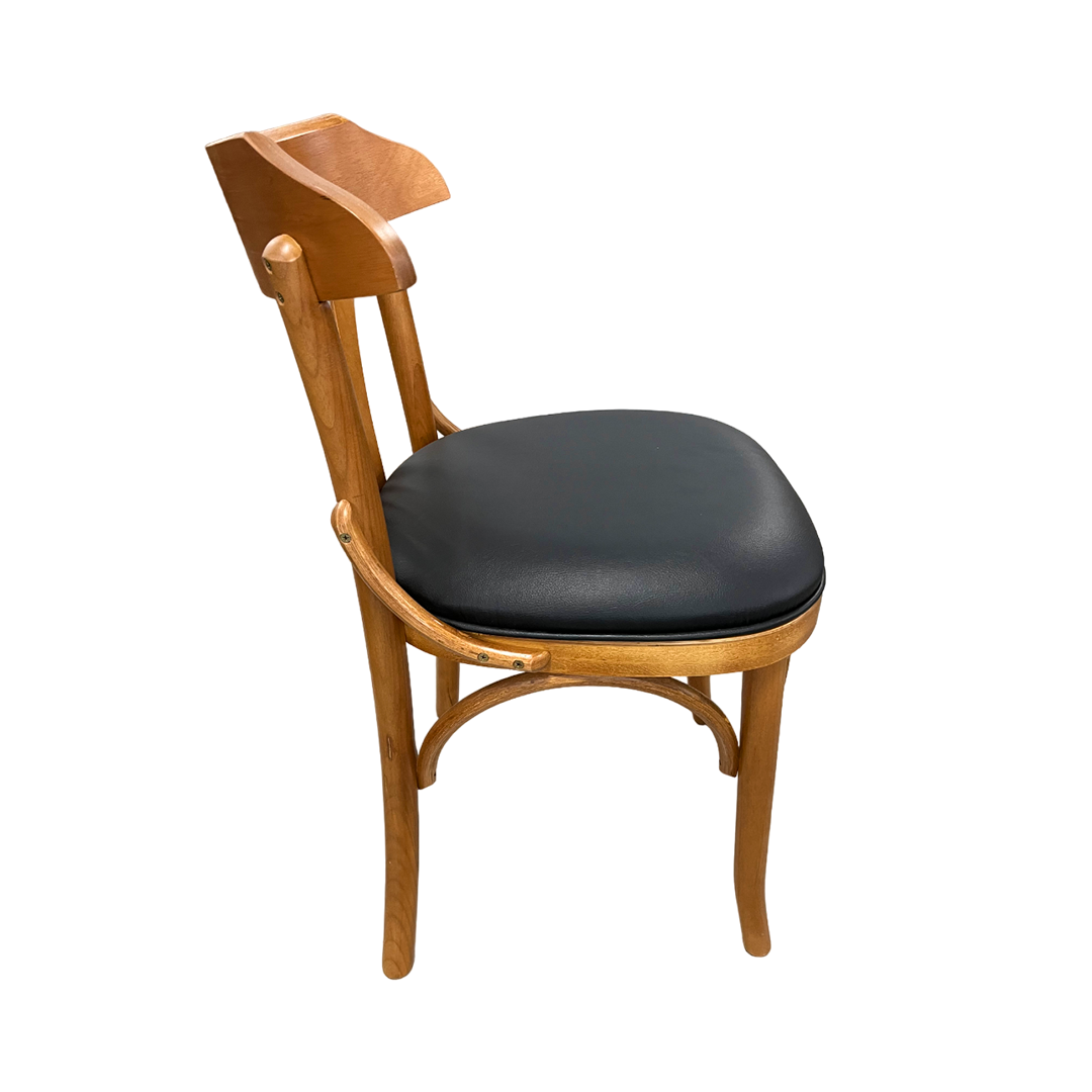 Silla Visconde Color Madera de Pino Asiento tapizado PU Negro