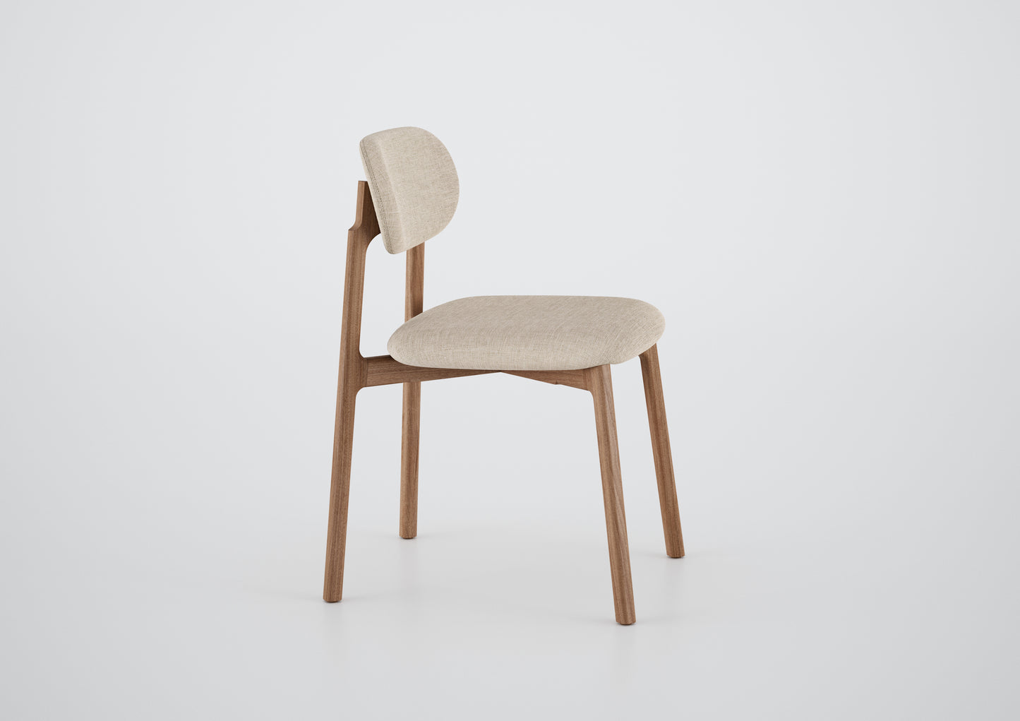 Ginga Chair with Natural Cinnamon Wood Armrests, Upholstered Fabric Backrest and Seat G.2-348