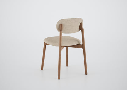 Ginga Chair with Natural Cinnamon Wood Armrests, Upholstered Fabric Backrest and Seat G.2-348
