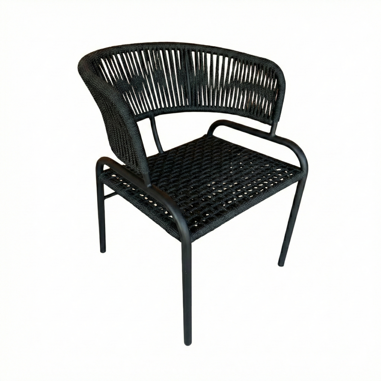 Cadeira Deka Alumínio Cor Preto Corda Náutica Cor Preta