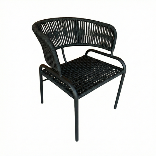 Cadeira Deka Alumínio Cor Preto Corda Náutica Cor Preta