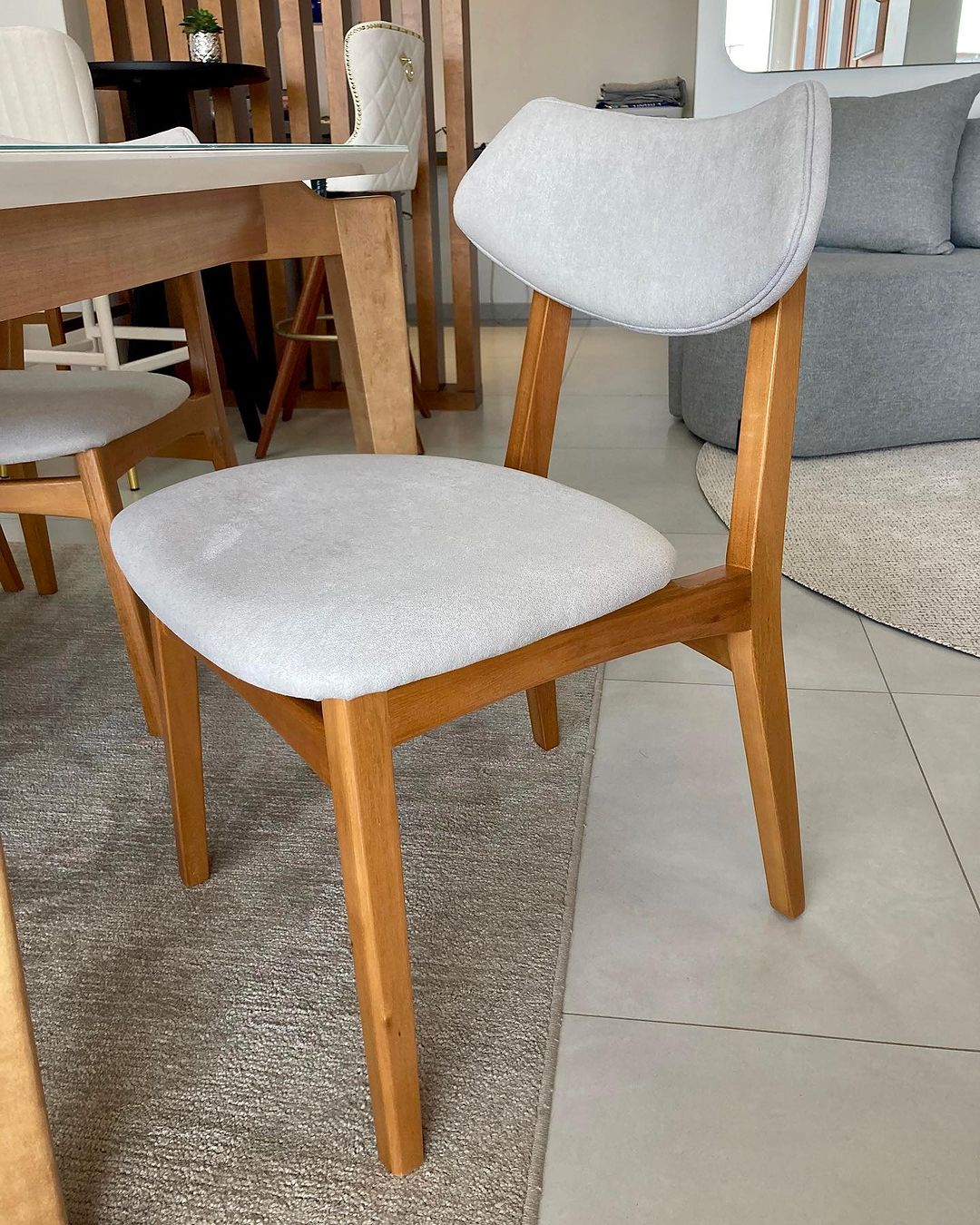 Diana Chair Wood 60 Backrest Upholstered Seat Fabric BR130