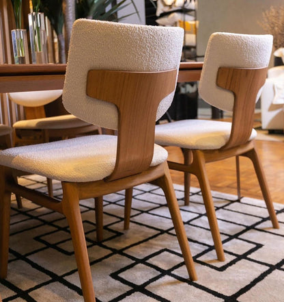 Flask Chair Cinnamon Wood Upholstered Fabric Backrest and Seat 141
