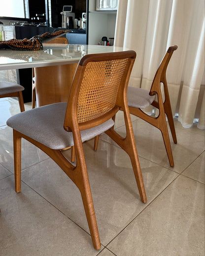 Silla Kozani China Respaldo de madera Respaldo hexagonal de paja Asiento tapizado de tela 121