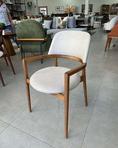 Silla Turim Madera Nogal Respaldo y Asiento Tapizado Tela 112