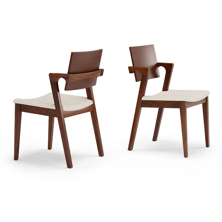 Urban Chair Brown Wood Upholstered Linen Cream