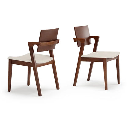 Urban Chair Brown Wood Upholstered Linen Cream