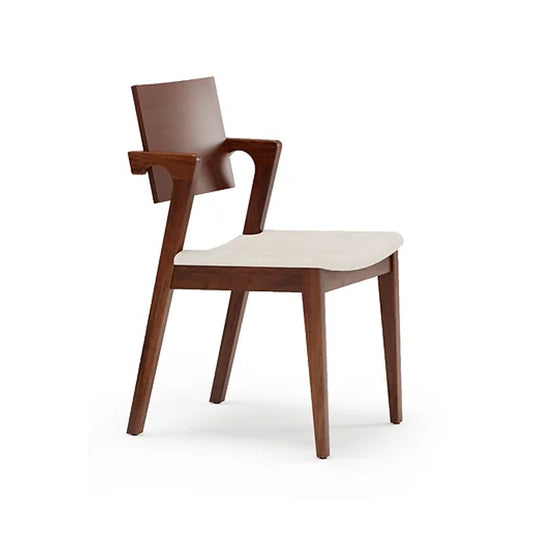 Urban Chair Brown Wood Upholstered Linen Cream