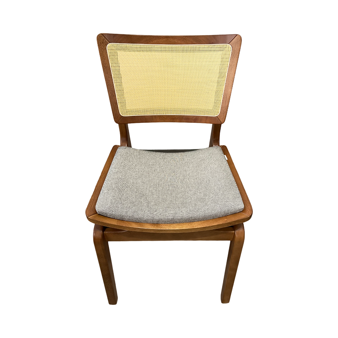 Silla Verónica Respaldo de Madera Asiento Cerrado de Lona Tapizado Lino Gris