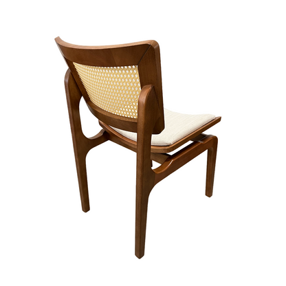 Silla Veronica Respaldo de Madera Asiento Tapizado en Tela Hexagonal Lino Claro