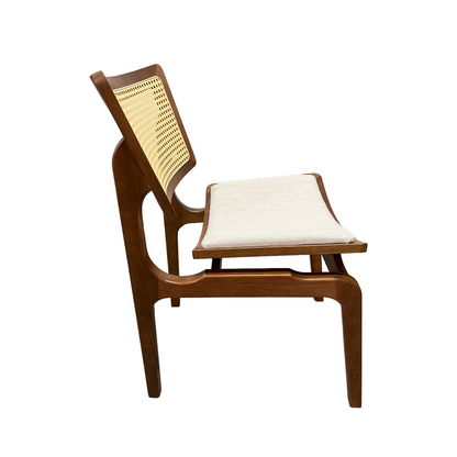 Silla Veronica Respaldo de Madera Asiento Tapizado en Tela Hexagonal Lino Claro
