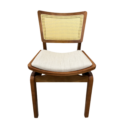 Silla Veronica Respaldo de Madera Asiento Tapizado en Tela Hexagonal Lino Claro
