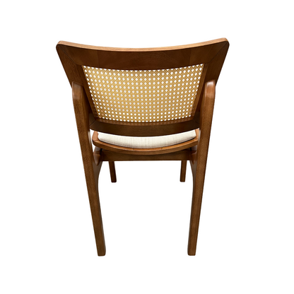 Silla Veronica Respaldo de Madera Asiento Tapizado en Tela Hexagonal Lino Claro